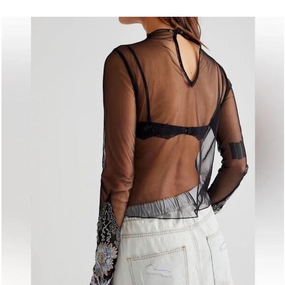 NWT Free people Bali posie mesh embellished sleeve size XS - Picture 3 of 8